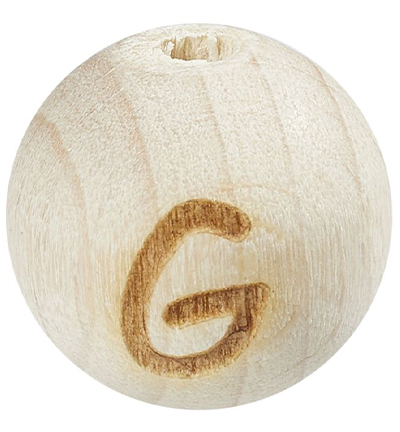 H3260-606 - Stafil - Perle lettre pour cordon tétine, Hêtre clair, G - Lettre/Chiffre Perles