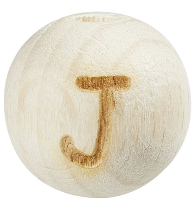 H3260-609 - Stafil - Perle lettre pour cordon tétine, Hêtre clair, J - Lettre/Chiffre Perles