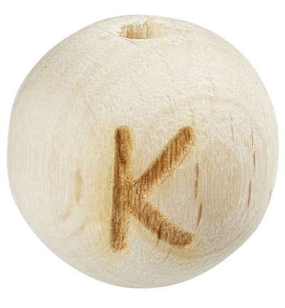 H3260-610 - Stafil - Perle lettre pour cordon tétine, Hêtre clair, K - Lettre/Chiffre Perles