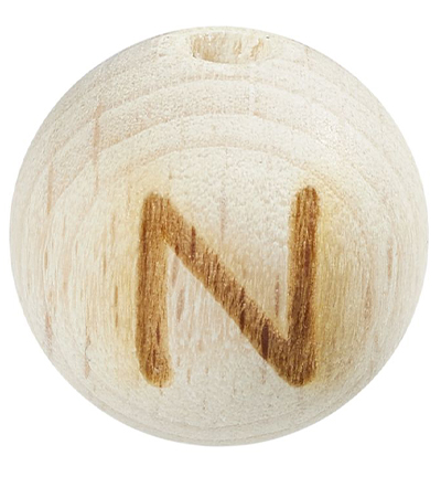 H3260-613 - Stafil - Perle lettre pour cordon tétine, Hêtre clair, N - Lettre/Chiffre Perles