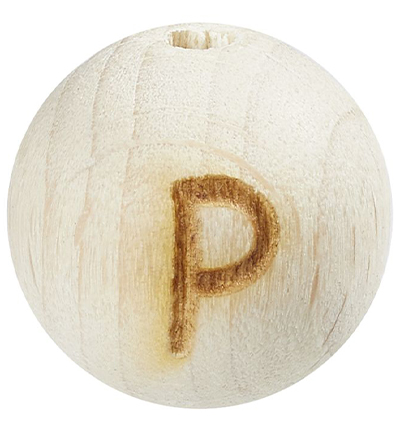 H3260-615 - Stafil - Perle lettre pour cordon tétine, Hêtre clair, P - Lettre/Chiffre Perles