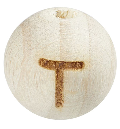 H3260-619 - Stafil - Perle lettre pour cordon tétine, Hêtre clair, T - Lettre/Chiffre Perles