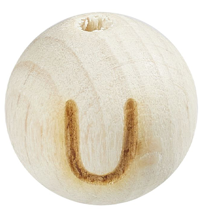 H3260-620 - Stafil - Perle lettre pour cordon tétine, Hêtre clair, U - Lettre/Chiffre Perles