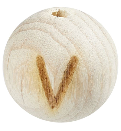 H3260-621 - Stafil - Perle lettre pour cordon tétine, Hêtre clair, V - Lettre/Chiffre Perles