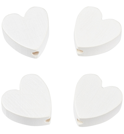 H3260-031 - Stafil - Coeur pour cordon tétine, Blanc - Perles/disques en bois