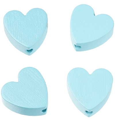 H3260-033 - Stafil - Coeur pour cordon tétine, Turquoise - Perles/disques en bois H3260-033 - Stafil - Coeur pour cordon tétine, Turquoise - Perles/disques en bois