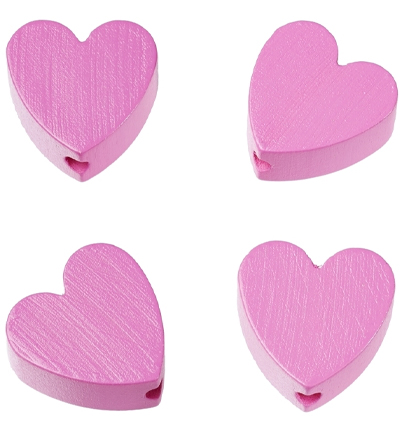 H3260-036 - Stafil - Coeur pour cordon tétine, Cyclamen - Perles/disques en bois H3260-036 - Stafil - Coeur pour cordon tétine, Cyclamen - Perles/disques en bois