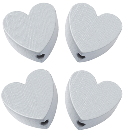H3260-083 - Stafil - Coeur pour cordon tétine, Gris - Perles/disques en bois