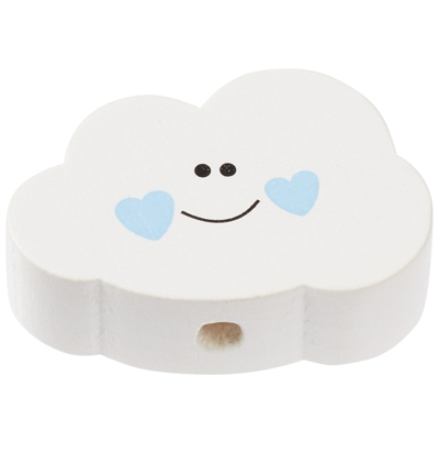 H3260-075 - Stafil - Nuage pour cordon tétine, Blanc/bleu - Perles/disques en bois H3260-075 - Stafil - Nuage pour cordon tétine, Blanc/bleu - Perles/disques en bois