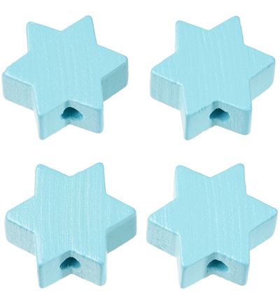H3260-043 - Stafil - Etoile pour cordon tétine, Turquoise - Perles/disques en bois H3260-043 - Stafil - Etoile pour cordon tétine, Turquoise - Perles/disques en bois