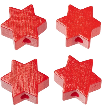 H3260-048 - Stafil - Etoile pour cordon tétine, Rouge - Perles/disques en bois H3260-048 - Stafil - Etoile pour cordon tétine, Rouge - Perles/disques en bois