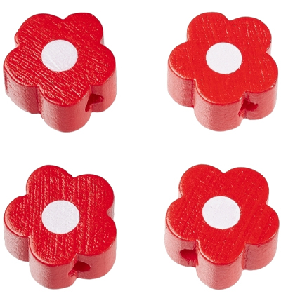H3260-058 - Stafil - Fleurs pour cordon tétine, Rouge - Perles/disques en bois H3260-058 - Stafil - Fleurs pour cordon tétine, Rouge - Perles/disques en bois