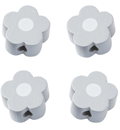 H3260-089 - Stafil - Fleurs pour cordon tétine, Gris - Perles/disques en bois
