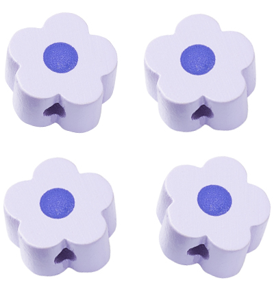 H3260-090 - Stafil - Fleurs pour cordon tétine, Lilas - Perles/disques en bois H3260-090 - Stafil - Fleurs pour cordon tétine, Lilas - Perles/disques en bois