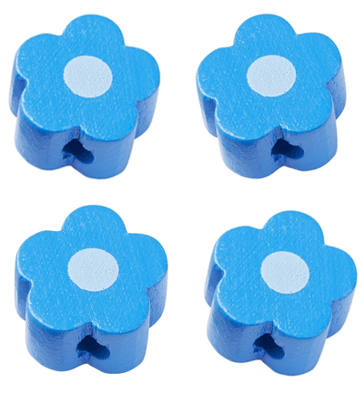 H3260-091 - Stafil - Fleurs pour cordon tétine, Bleu - Perles/disques en bois H3260-091 - Stafil - Fleurs pour cordon tétine, Bleu - Perles/disques en bois