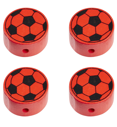 H3260-081 - Stafil - Ballon de foot pour cordon tétine, Rouge-noir - Perles/disques en bois H3260-081 - Stafil - Ballon de foot pour cordon tétine, Rouge-noir - Perles/disques en bois