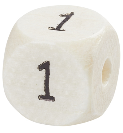 H3260-941 - Stafil - Dé en bois pour cordon tétine Naturel clair, 1 - Lettre/Chiffre Perles