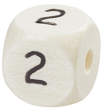 H3260-942 - Stafil - Dé en bois pour cordon tétine Naturel clair, 2 - Lettre/Chiffre Perles