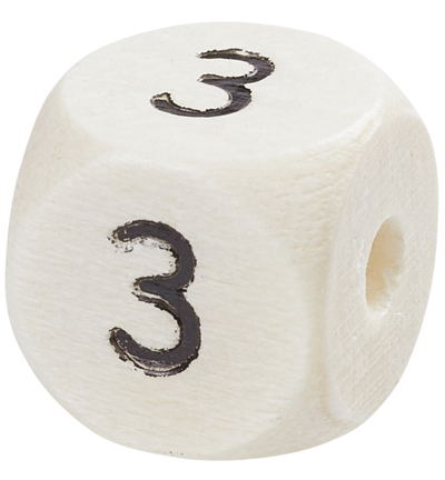 H3260-943 - Stafil - Dé en bois pour cordon tétine Naturel clair, 3 - Lettre/Chiffre Perles