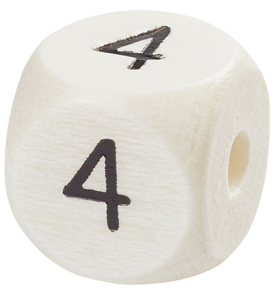 H3260-944 - Stafil - Dé en bois pour cordon tétine Naturel clair, 4 - Lettre/Chiffre Perles