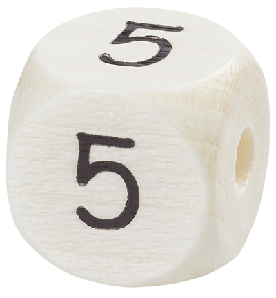 H3260-945 - Stafil - Dé en bois pour cordon tétine Naturel clair, 5 - Lettre/Chiffre Perles
