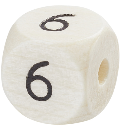 H3260-946 - Stafil - Dé en bois pour cordon tétine Naturel clair, 6 - Lettre/Chiffre Perles