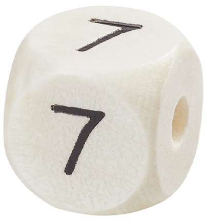H3260-947 - Stafil - Dé en bois pour cordon tétine Naturel clair, 7 - Lettre/Chiffre Perles