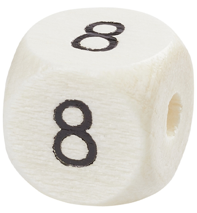 H3260-948 - Stafil - Dé en bois pour cordon tétine Naturel clair, 8 - Lettre/Chiffre Perles