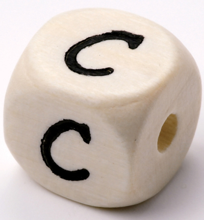 H3260-902 - Stafil - Dé en bois pour cordon tétine Naturel clair, C - Lettre/Chiffre Perles