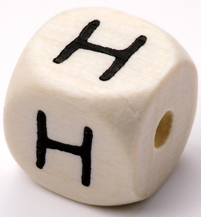 H3260-907 - Stafil - Dé en bois pour cordon tétine Naturel clair, H - Lettre/Chiffre Perles
