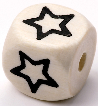 H3260-929 - Stafil - Dé en bois pour cordon tétine Naturel clair, Etoile - Lettre/Chiffre Perles