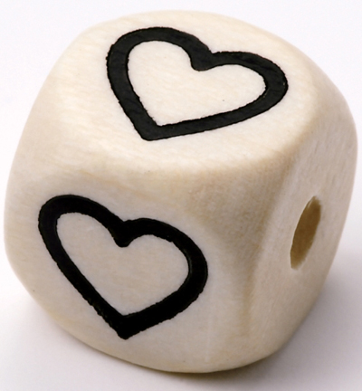 H3260-930 - Stafil - Dé en bois pour cordon tétine Naturel clair, Coeur - Lettre/Chiffre Perles