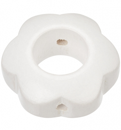 H3260-201 - Stafil - Fleur en bois pour cordon tétine, Blanc - Perles/disques en bois