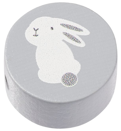 H3260-504 - Stafil - Disque en bois lièvre pour cordon tétine, Gris - Perles/disques en bois