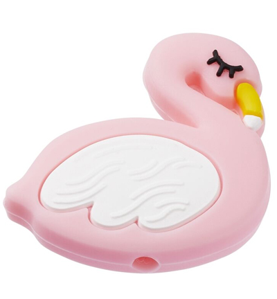 H3264-710 - Stafil - Cygne en silicone pour cordon tétine, Rose - Figurines en silicone