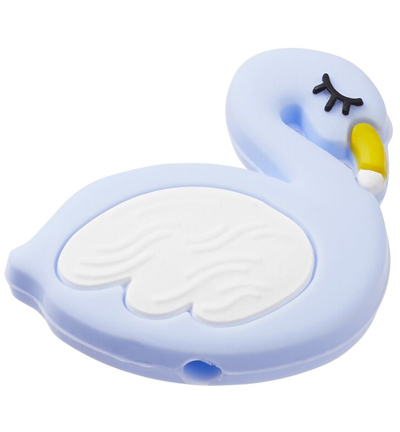 H3264-711 - Stafil - Cygne en silicone pour cordon tétine, Bleu clair - Figurines en silicone