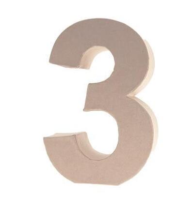 9693-3 - Stafil - Cardboard Number 3 - Lettres/chiffres en carton 17,5 cm