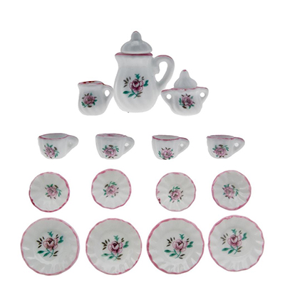 3396-42 - Stafil - Coffee service x4 white/roses - 