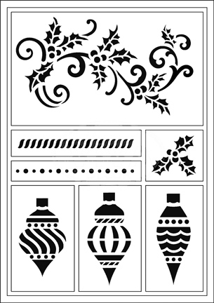 4004.012.00 - ViVa Decor - Weihnachts kugeln und Schnorkel - Pochoirs Flexible 