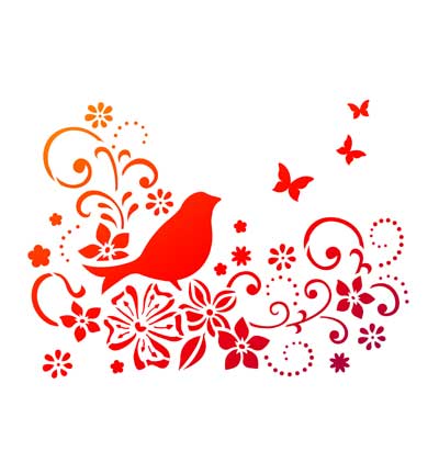 9002.078.00 - ViVa Decor - Vogel auf Zweig - A4 Pochoirs universels