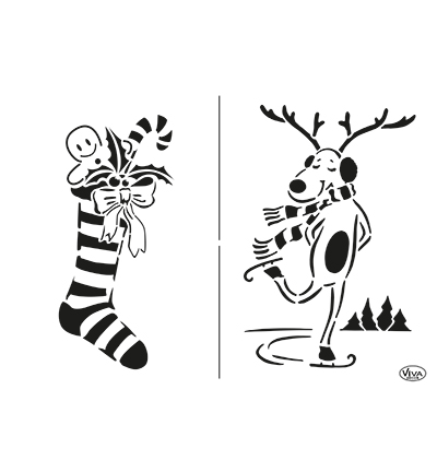 902203000 - ViVa Decor - Weihnachtstrumpf & Hirsch - Pochoirs