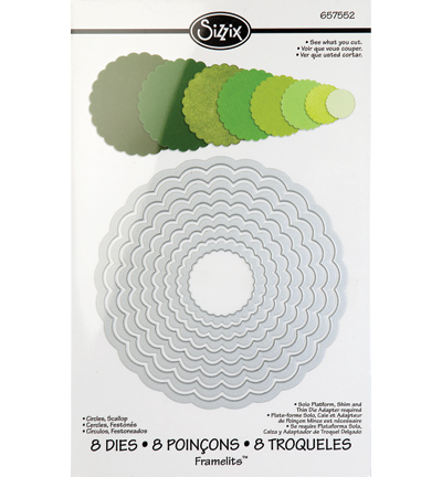 657552 - Sizzix - (8) Circles, Scallop - Framelits