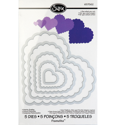 657562 - Sizzix - (5) Hearts, Scallop - Framelits
