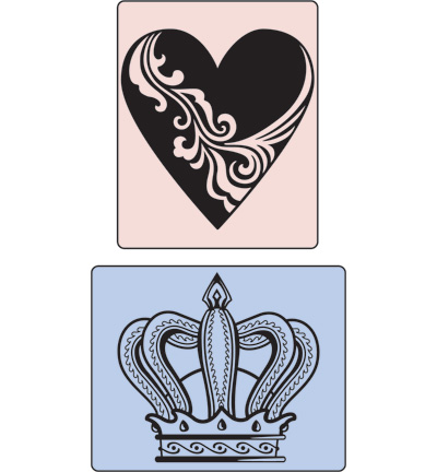 657664 - Sizzix - (2) Crown & Heart - Textured Impressions