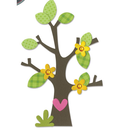 660404 - Sizzix - Tree w/Flower, Heart & Leaves - Bigz Die