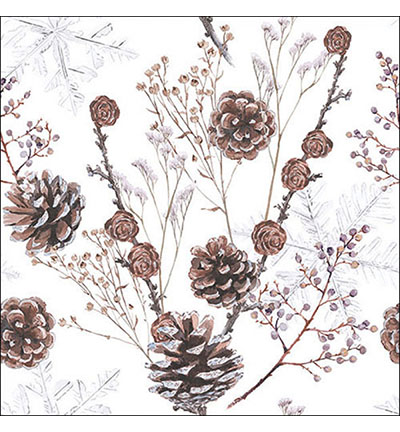 13317835 - Ambiente - Pine cones white - Serviettes – Noël