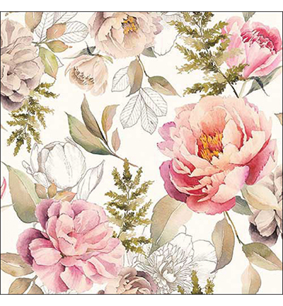 13318131 - Ambiente - Peonies composition cream - Serviettes – Saint-Valentin