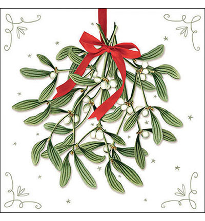 33318860 - Ambiente - Mistletoe with bow white - Serviettes – Noël