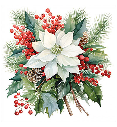 33319930 - Ambiente - Poinsettia bouquet white - Serviettes – Noël
