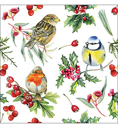 33319955 - Ambiente - Birds in winter - Serviettes – Noël